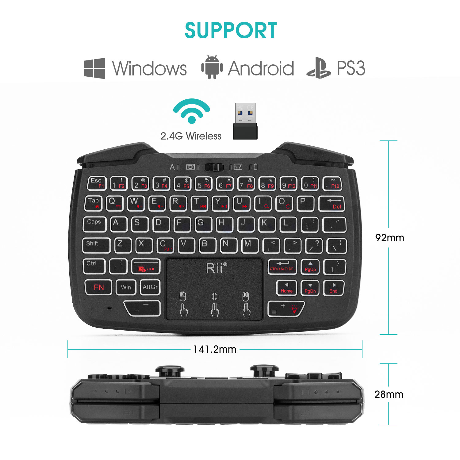 Rii RK707 2.4GHz Kablosuz Taşı - Raspberry Pi Keyboard incelemesi ve fiyatı